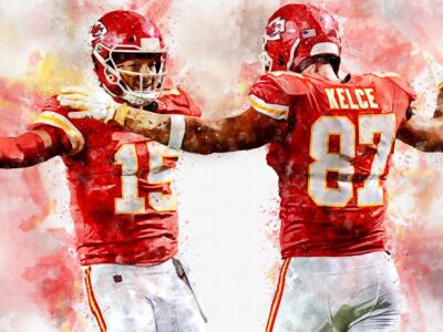 Travis Kelce, Patrick Mahomes watercolor, Kansas City Chiefs wall art, Kansas City Chiefs Travis Kelce. Patrick Mahomes poster on Canvas