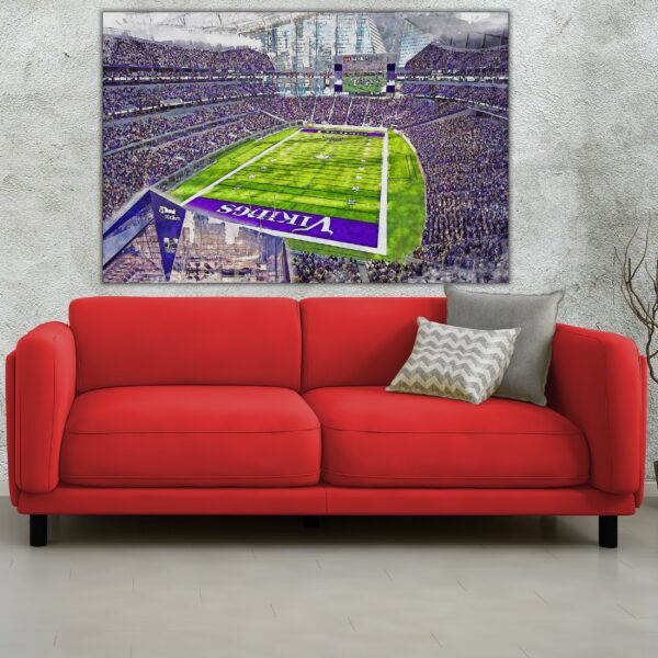 Canvas-Print of U.S. Bank Stadium, Watercolor Digital Sketch Print Canvas Print, Minneapolis, Minnesota, Pro - Image 2