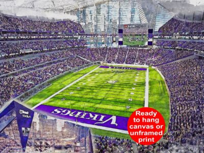 Canvas-Print of U.S. Bank Stadium, Watercolor Digital Sketch Print Canvas Print, Minneapolis, Minnesota, Pro