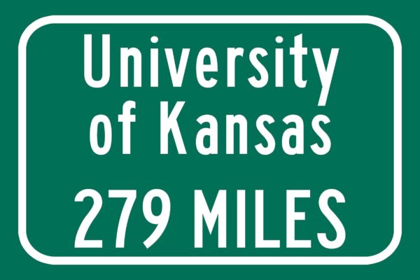 University of Kansas / Custom College Highway Distance Sign / University of Kansas Jayhawks / Lawrence, Kansas / - Image 2