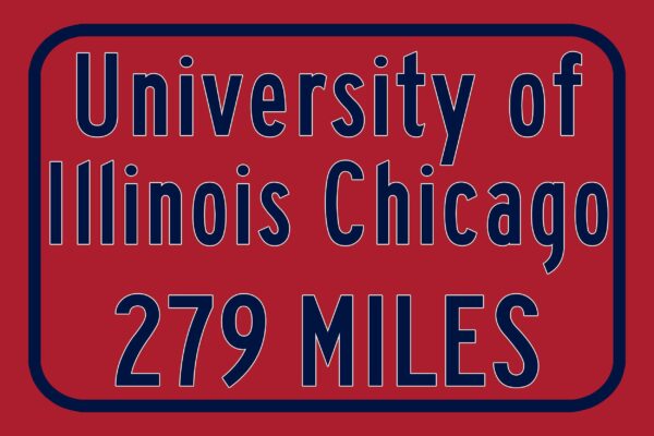 UIC / Custom College Highway Distance Sign / UIC Flames / Chicago Illinois / - Image 3