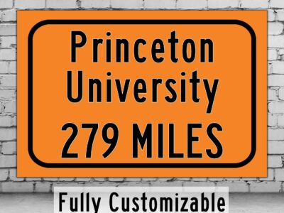 Princeton University  / Custom College Highway Distance Sign / Princeton Tigers / Princenton New Jersey /