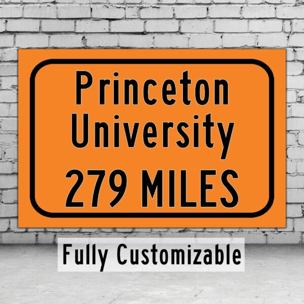 Princeton University  / Custom College Highway Distance Sign / Princeton Tigers / Princenton New Jersey /
