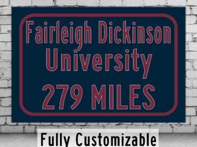 Fairleigh Dickinson University / Custom College Highway Distance Sign / Fairleigh Dickinson Knights / Teaneck New Jersey /