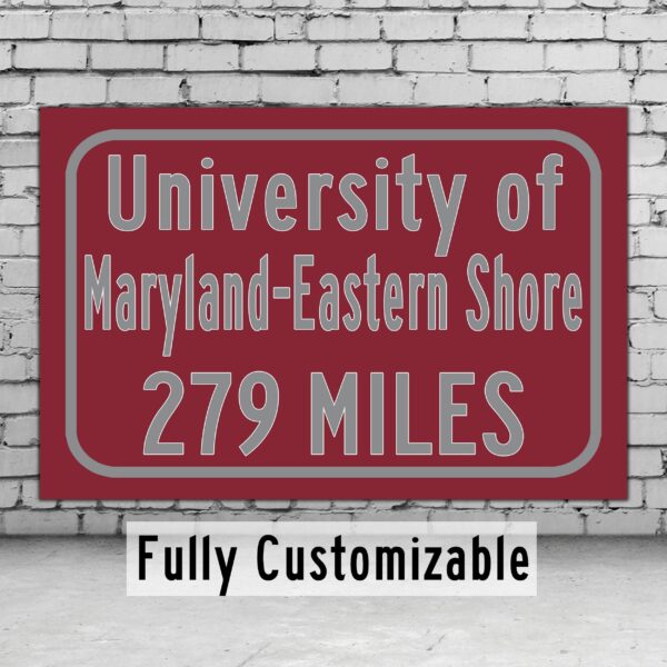 UOM Eastern Shore / Custom College Highway Distance Sign / Eastern Shore Hawks / Princesss Anne Maryland /