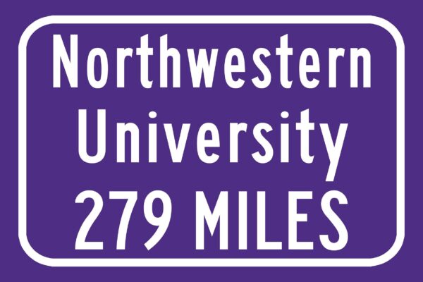 Northwestern University Wildcats Custom College Highway Distance sign /Northwestern University Wildcats - Image 2