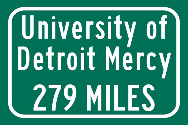 University of Detroit Mercy  / Custom College Highway Distance Sign / The University of Oklahoma  / Detriot Mercy Titans / Detroit Michigan - Image 2