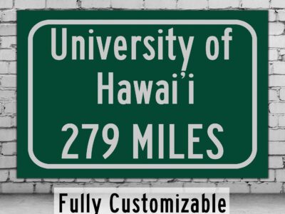 University of Hawaiʻi at Mānoa  / Custom College Highway Distance Sign/University of Hawaiʻi/ University of Hawaiʻi / Hawai'i Warriors