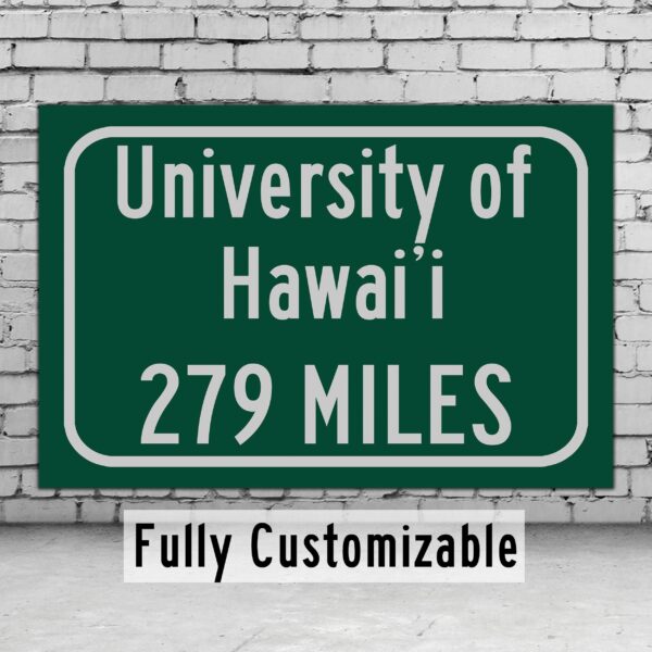 University of Hawaiʻi at Mānoa  / Custom College Highway Distance Sign/University of Hawaiʻi/ University of Hawaiʻi / Hawai'i Warriors