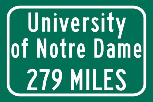 University of Notre Dame Custom College Highway Distance Sign / Notre Dame Fighting Irish /Notre Dame Decor / Notre Dame South Bend Indiana - Image 2