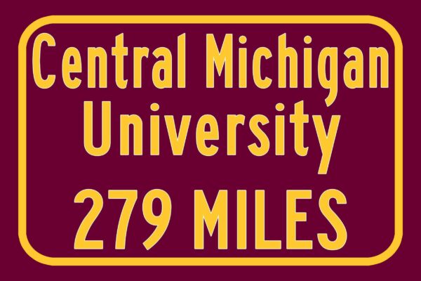 Central Michigan University / Custom College Highway Distance Sign / Central Michigan Chippewas / Mount Pleasent Michigan / - Image 3