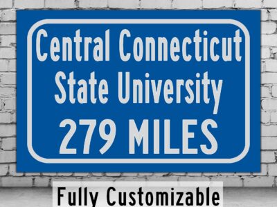 Central Connecticut State University / Custom College Highway Distance Sign / Central Connecticut State Blue Devils / New Britain CT