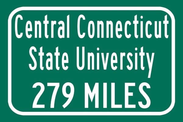 Central Connecticut State University / Custom College Highway Distance Sign / Central Connecticut State Blue Devils / New Britain CT - Image 2
