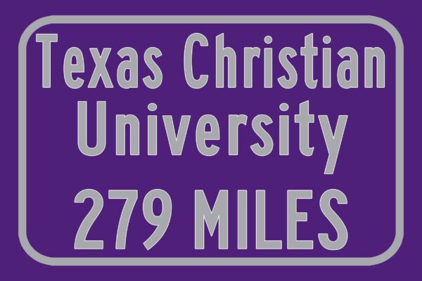 Texas Christian University / Custom College Highway Distance Sign / Fort Worth Texas / Texas Christian Horned Frogs - Image 3