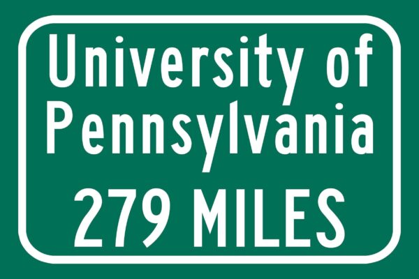 University of Pennsylvania  / Custom College Highway Distance Sign / University of Pennsylvania / Philly Pennsylvania / Penn Quakers - Image 2