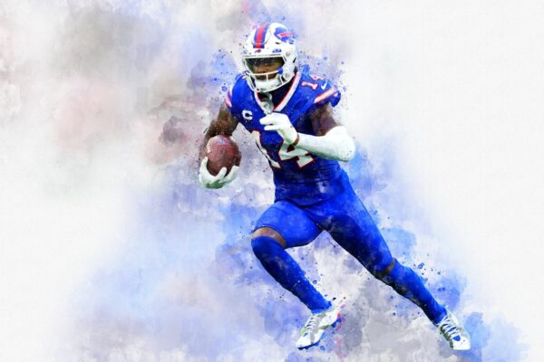 Stefon Diggs watercolor, Buffalo Bills wall art, Buffalo Bills Stefon Diggs Poster. Canvas, Stefon Diggs Buffalo Bills wall art