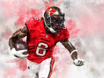 Julio Jones watercolor, Tampa Bay Buccaneers wall art, Tampa Buccaneers Julio Jones Poster. Canvas, Julio Jones Tampa Bay Bucs wall art