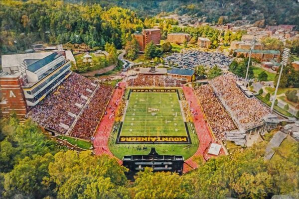 Appalachian State Mountaineers, Kidd Brewer Stadium , Watercolor Digital Sketch Print Canvas Print, Mountaineer Football,Boone North Carolina - Image 3