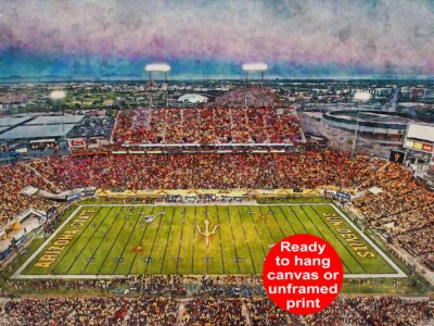 Arizona State Sun Devils, Sun Devill Football Stadium , Watercolor Digital Sketch Print Canvas Print, Sun Devil Football, Tempe Arizona