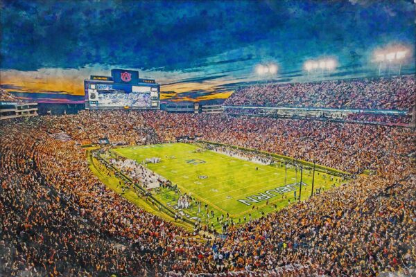 Canvas-Print of Auburn Tigers, Jordan-Hare Stadium , Watercolor Digital Sketch Print Canvas Print, Tigers Football, Auburn Alabama - Image 3