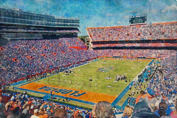 Canvas-Print of Florida Gators, University Of Florida , Watercolor Digital Sketch Print Canvas Print, Gators Football, Gainesville Florida - Image 3