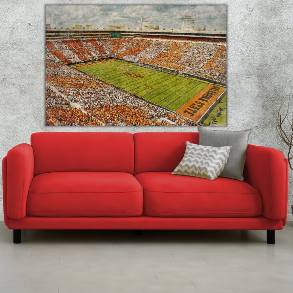 Oklahoma State Cowboys , Boone Pickens Stadium, Watercolor Digital Sketch Print Canvas Print, Oklahoma State University, Stillwater Oklahoma - Image 2