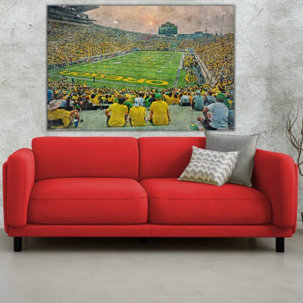Canvas-Print of Oregon Ducks, Autzen Stadium , Watercolor Digital Sketch Print Canvas Print, University of Oregon, Eugene Oregon - Image 2