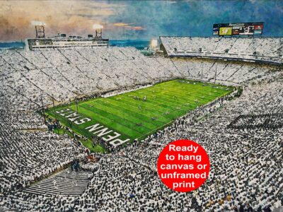 Penn State Nittany Lions, Beaver Stadium , Watercolor Digital Sketch Print Canvas Print, Penn State University, Centre County Pennsylvania