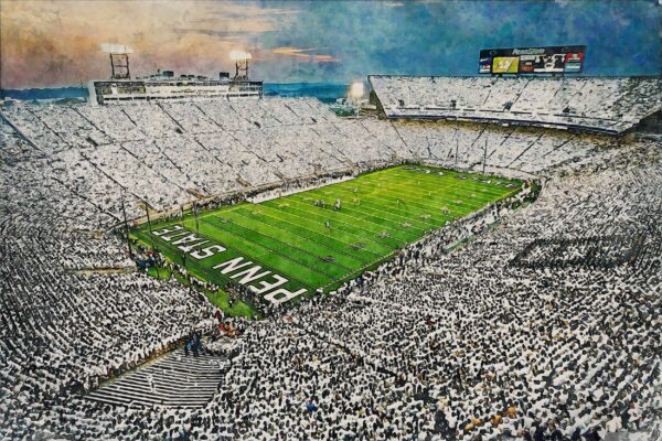 Penn State Nittany Lions, Beaver Stadium , Watercolor Digital Sketch Print Canvas Print, Penn State University, Centre County Pennsylvania - Image 3