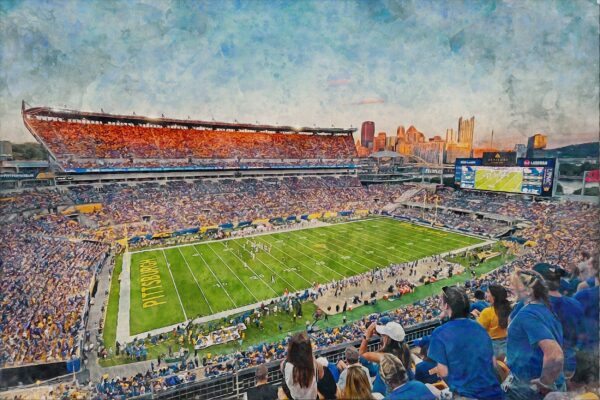 Canvas-Print of Pittsburgh Panthers, University of Pittsburgh , Watercolor Digital Sketch Print Canvas Print, Pittsburgh Pennsylvania - Image 3