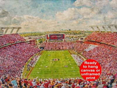 South Carolina Gamecocks, Williams-Brice Stadium , Watercolor Digital Sketch Print Canvas Print, Gamecocks Football, Columbia South Carolina
