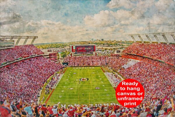 South Carolina Gamecocks, Williams-Brice Stadium , Watercolor Digital Sketch Print Canvas Print, Gamecocks Football, Columbia South Carolina