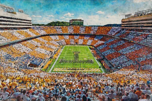 Tennessee Volunteers, Neyland Stadium , Watercolor Digital Sketch Print Canvas Print, Knoxville Tennessee, University of Tennessee - Image 3