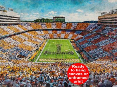 Tennessee Volunteers, Neyland Stadium , Watercolor Digital Sketch Print Canvas Print, Knoxville Tennessee, University of Tennessee