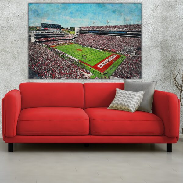 Arkansas Razorbacks, Donald W. Reynolds Razorback Stadium , Watercolor Digital Sketch Print Canvas Print, University of Arkansas Football - Image 2