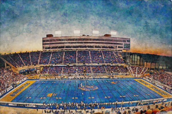 Boise State Broncos, Alberstons Stadium , Watercolor Digital Sketch Print Canvas Print, Broncos Football, Boise State University - Image 3