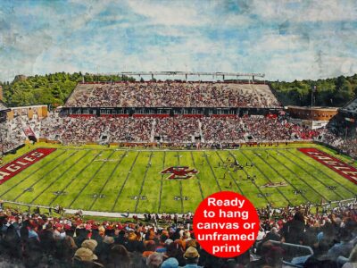 Canvas-Print of Boston College Eagles, Alumni Stadium , Watercolor Digital Sketch Print Canvas Print, Boston College, Boston Massachusetts
