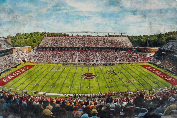 Canvas-Print of Boston College Eagles, Alumni Stadium , Watercolor Digital Sketch Print Canvas Print, Boston College, Boston Massachusetts - Image 3