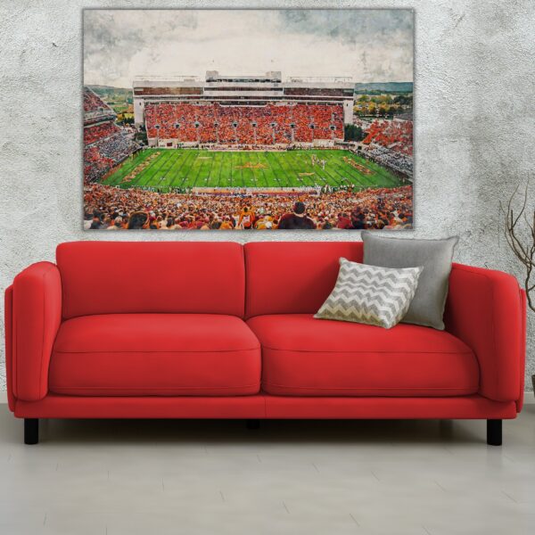 Canvas-Print of Virginia Tech Hokies, Lane Stadium ,  Watercolor Digital Sketch Print Canvas Print,  Blacksburg Virginia, Virginia Tech - Image 2