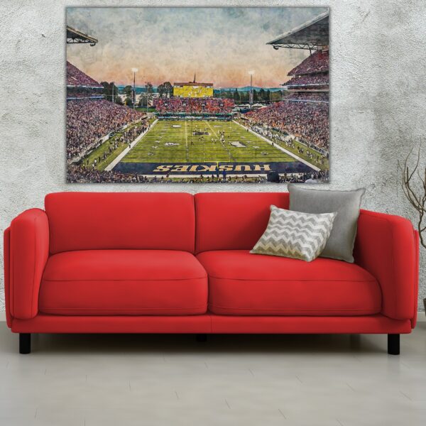 Washington Huskies, Husky Stadium ,  Watercolor Digital Sketch Print Canvas Print,  Seattle Washington, University of Washington - Image 2