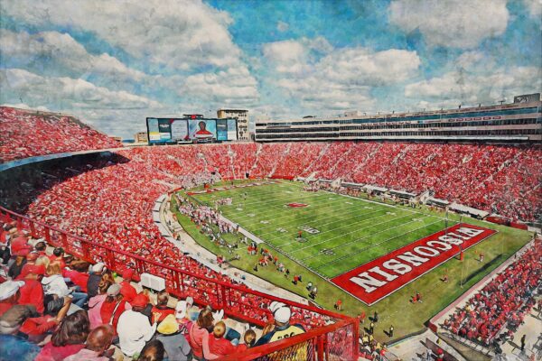 Wisconsin Badger, Camp Randall Stadium ,  Watercolor Digital Sketch Print Canvas Print,  Madison Wisconsin , University of Wisconsin - Image 3