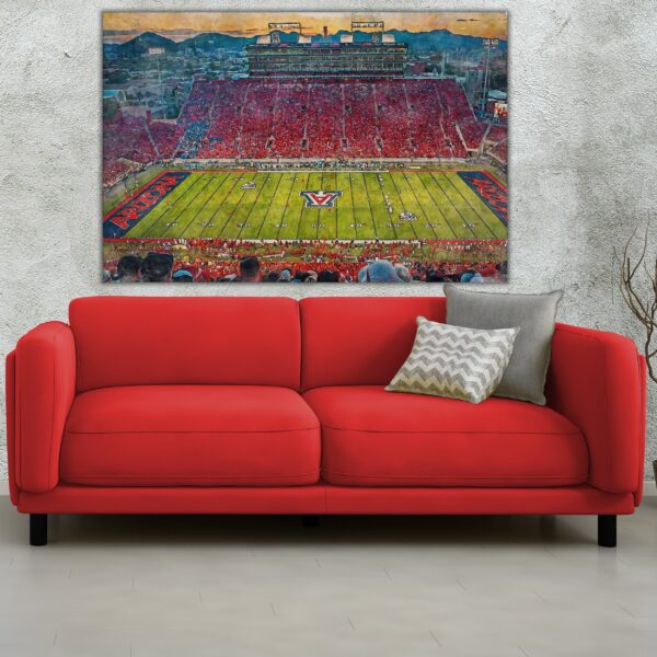 Canvas-Print of Arizona Wildcats, Arizona Stadium , Watercolor Digital Sketch Print Canvas Print, Arizona Football, Tucson Arizona - Image 2