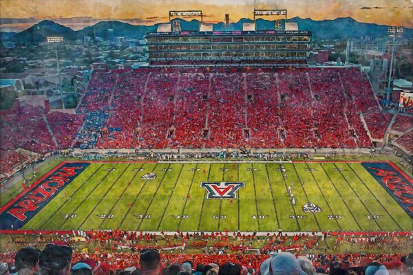 Canvas-Print of Arizona Wildcats, Arizona Stadium , Watercolor Digital Sketch Print Canvas Print, Arizona Football, Tucson Arizona - Image 3
