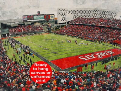 Canvas-Print of Cincinnati Bearcats, Nippert Stadium , Watercolor Digital Sketch Print Canvas Print, Bearcats Football, Cincinnati Ohio