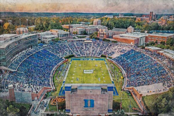 Duke Blue Devils, Wallace Wade Stadium  , Watercolor Digital Sketch Print Canvas Print, Duke University, Durham North Carolina - Image 3