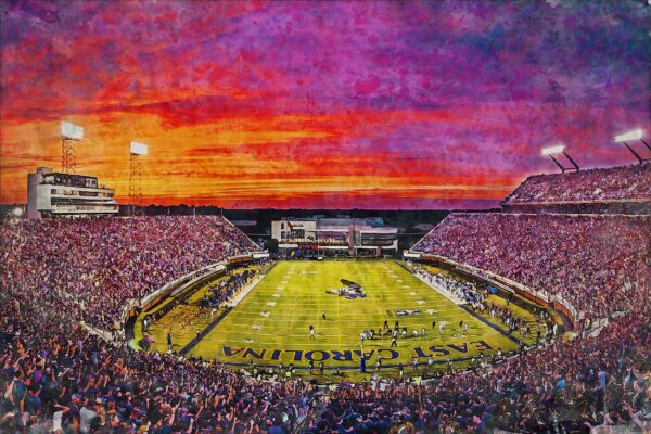 ECU Pirates, Dowdy-Ficklen Stadium , Watercolor Digital Sketch Print Canvas Print, East Carolina University, Greenville North Carolina - Image 3