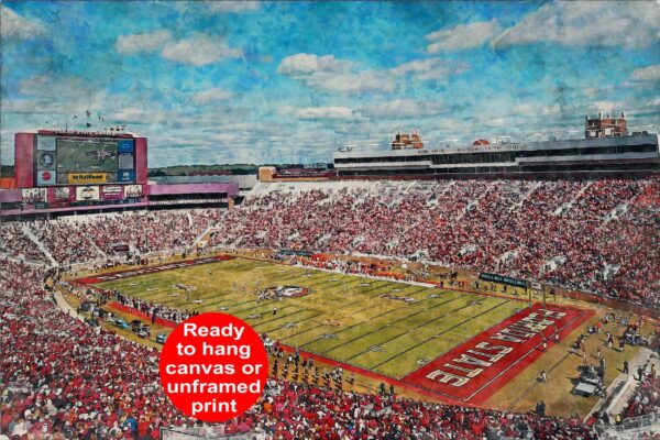 Florida State Seminoles, Doak S. Campbell  , Watercolor Digital Sketch Print Canvas Print, Florida State University , Tallahassee Florida