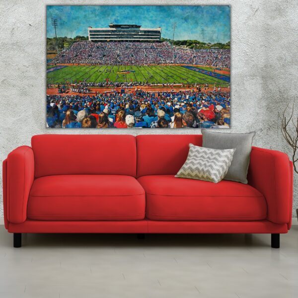 Kansas Jayhawks, David Booth Kansas Memorial Stadium , Watercolor Digital Sketch Print Canvas Print, University of Kansas, Lawrence Kansas - Image 2