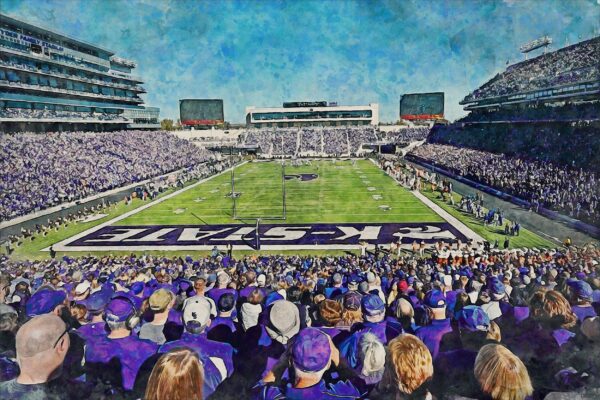 Kansas State Wildcats, Bill Snyder Family Stadium , Watercolor Digital Sketch Print Canvas Print, Kansas State University, Manhattan Kansas - Image 3