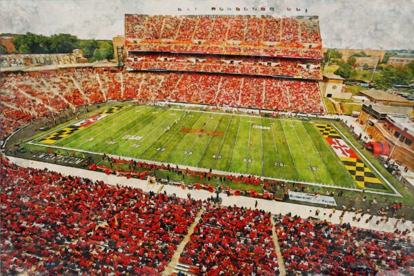 Canvas-Print of Maryland Terrapins, Capital One Field , Watercolor Digital Sketch Print Canvas Print , University of Maryland - Image 3